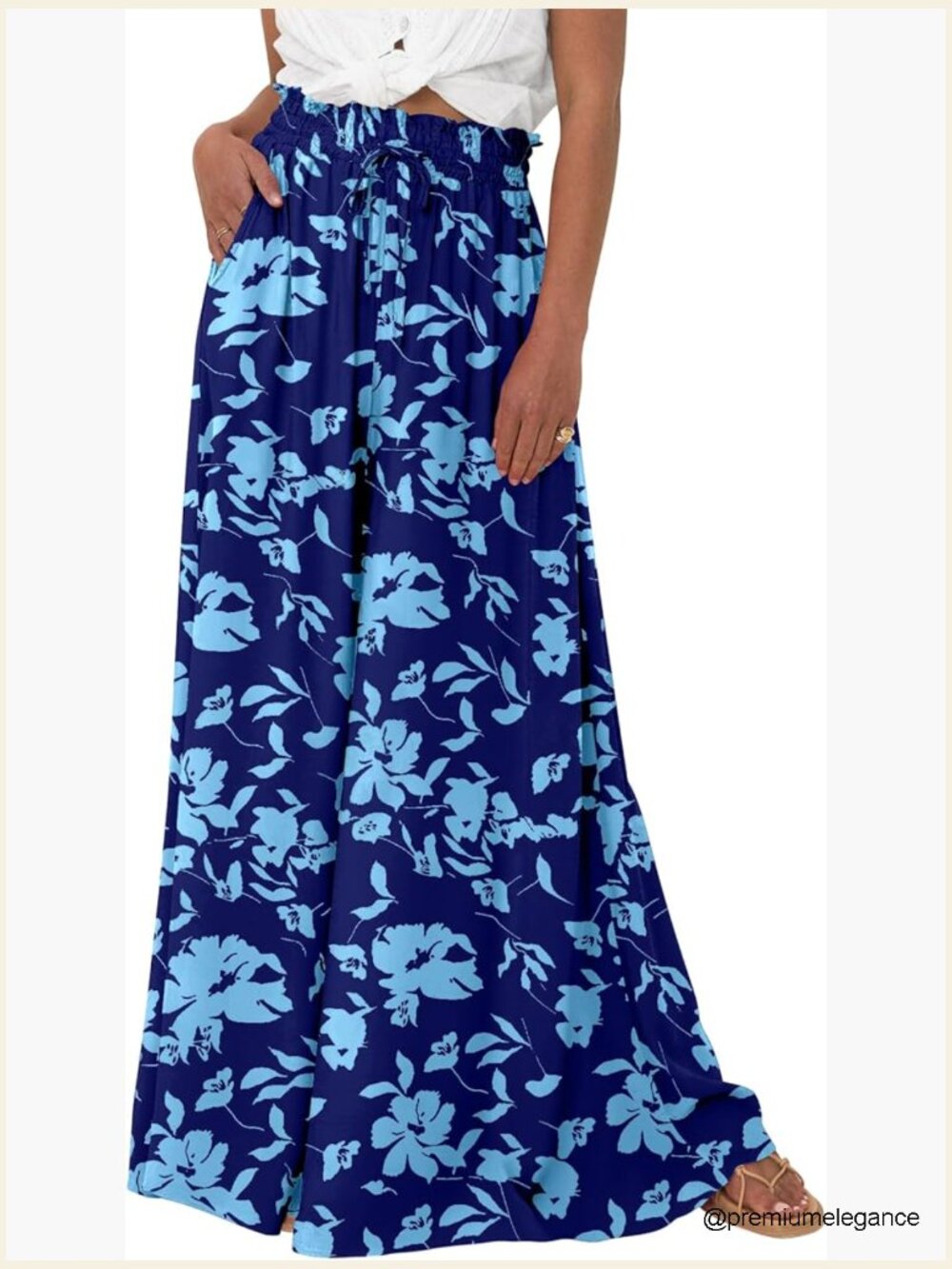 Wide Leg Palazzo Pants High Waisted Flowy Trousers Casual Beach Vacation